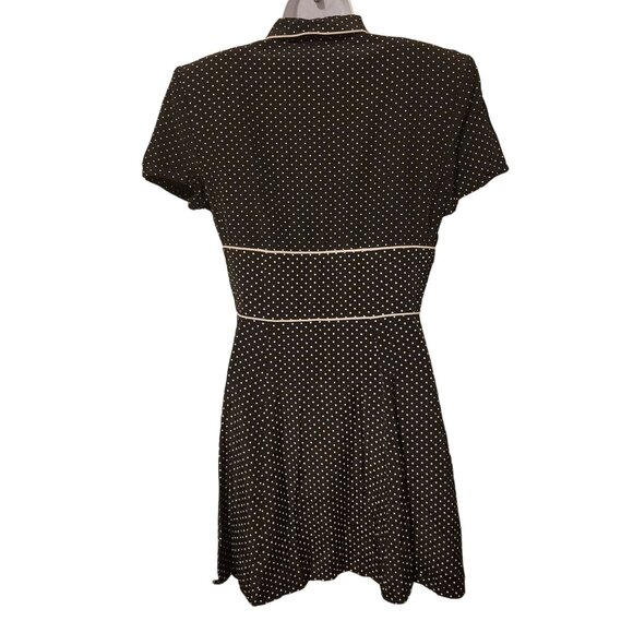 My Michelle 7/8 Black White Polka Dot‎ Midi Dress Collar Double Breasted Cosplay - Picture 2 of 6